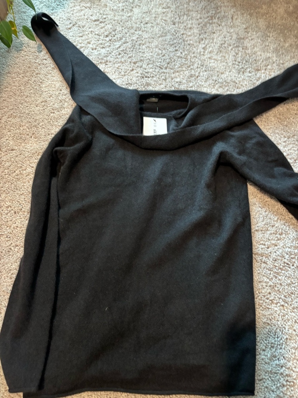Cashmere  Black Knit Sweater- with built in scarf